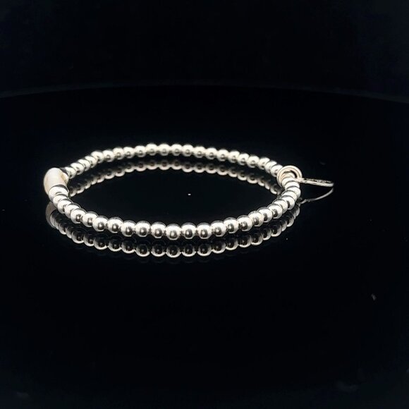 925 Sterling Silver Beaded Stretch Stacking Bracelet MOP Letter Initial X - Picture 5 of 6